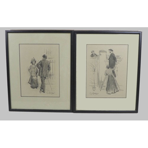 132 - A pair of erotic pencil sketches, each signed in verso Eres, 13 by 8cm, framed and glazed, 23 by 18c... 