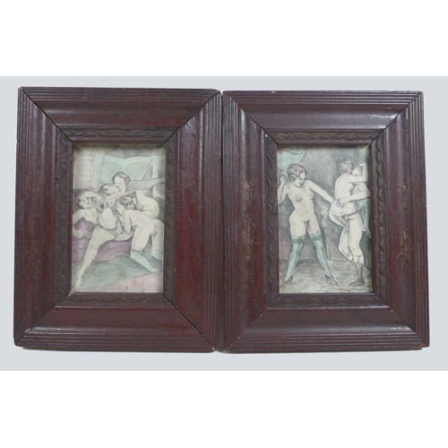 132 - A pair of erotic pencil sketches, each signed in verso Eres, 13 by 8cm, framed and glazed, 23 by 18c... 