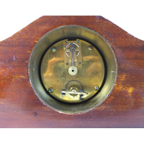 252 - A 19th century marble and black slate striking mantle clock, the enamel dial with black Roman numera... 