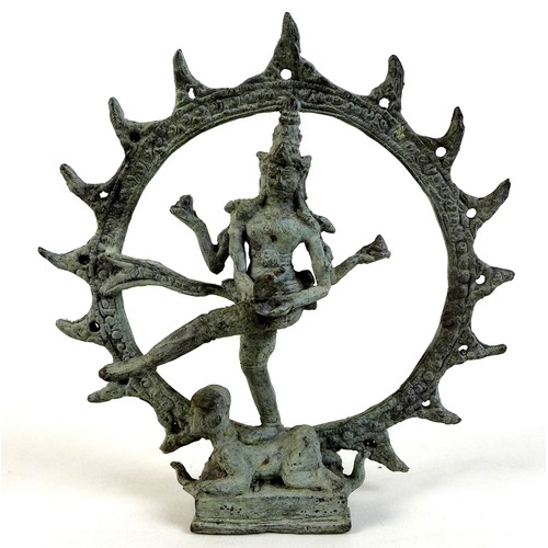 4 - An Indian bronze figure of Shiva Natraja dancing on top of prone figure of Apasmarapurusa or the Dwa... 