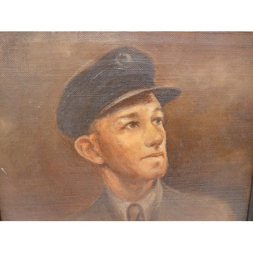 134 - A mid 20th century portrait of an officer in uniform, circa 1945, oil on canvas, 61 by 51cm, framed,... 