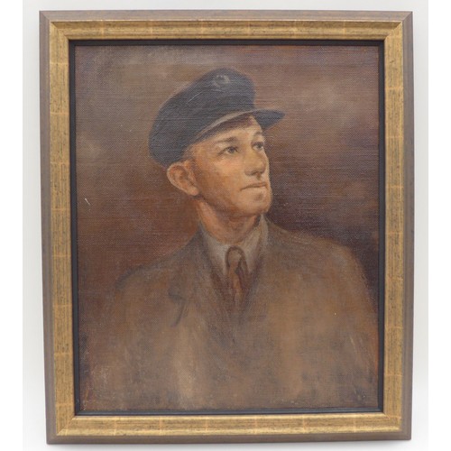 134 - A mid 20th century portrait of an officer in uniform, circa 1945, oil on canvas, 61 by 51cm, framed,... 