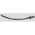 An Indian Tulwar/Talwar sword, with simple crossguard, baluster grip, disc pommel and knopped quillo... 