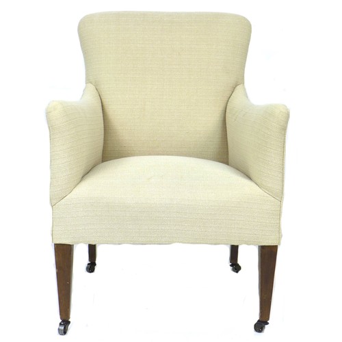 268 - An Edwardian armchair, upholstered in modern white fabric, 59 by 70 by 90cm high.