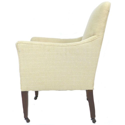 268 - An Edwardian armchair, upholstered in modern white fabric, 59 by 70 by 90cm high.