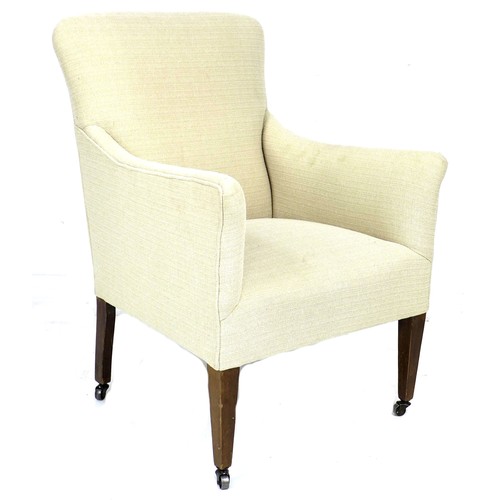 268 - An Edwardian armchair, upholstered in modern white fabric, 59 by 70 by 90cm high.