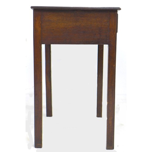 270 - A George III oak side table, two freeze draws with brass swan neck handles, raised on square section... 