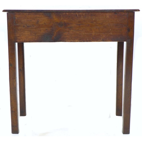 270 - A George III oak side table, two freeze draws with brass swan neck handles, raised on square section... 