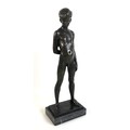 C. Kramny (German, early 20th century): 'Standing Boy', a bronze figural sculpture of a boy with one... 