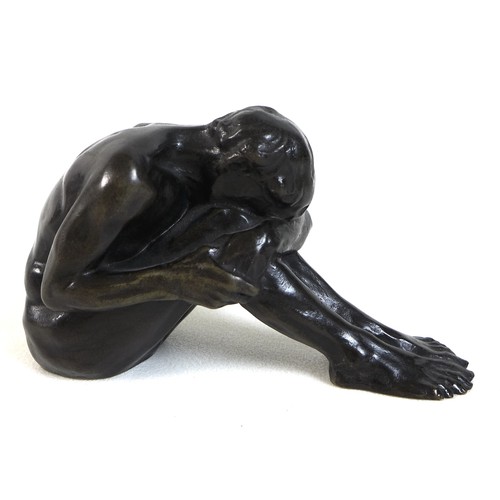 77 - Grau (German School, early 20th century): 'Crying Seated Boy', a bronze figural sculpture with light... 