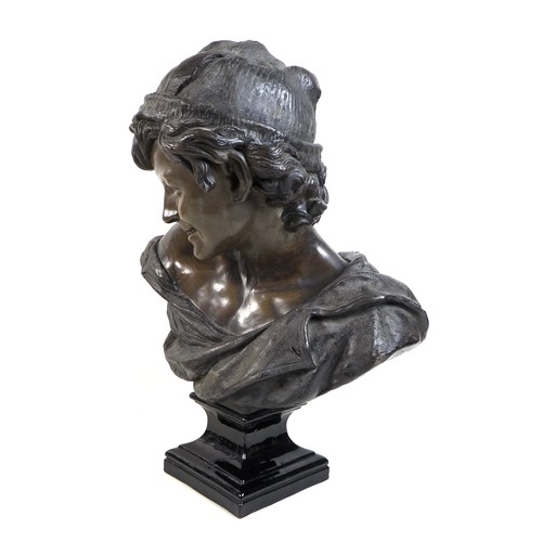 78 - After Jean-Baptiste Carpeaux: 'Neapolitan Fisher Boy', by Tooth and Co, Bretby, a cold painted terra... 