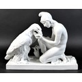 A Royal Copenhagen Parian sculpture, circa 1900, modelled as 'Ganymede and the Eagle', after the ori... 