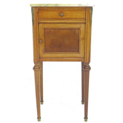 274 - A late 19th / early 20th century French mahogany pot cupboard, with single drawer over cupboard open... 