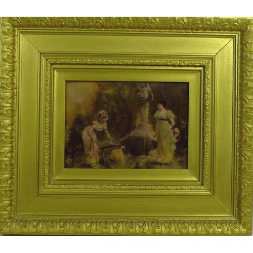 39 - Two Victorian crystoleum pictures, 26 by 19cm, in deep gilt frames, 53 by 45.5cm, together with an o... 