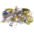 A collection of silver plated, brass, copper and other metal items, including twin handled oval tray... 