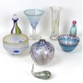A group of decorative Studio Glass wares, including a Boda Artist Collection, Sweden, trumpet shaped... 