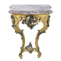 An 18th century Continental marble topped giltwood pier table, possibly Italian, with polychrome pai... 