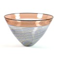 A modern Mike Hunter 'Twists' Scottish studio glass incalmo bowl, with orange rim, fine spiral bands... 