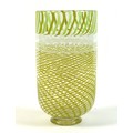 A modern Mike Hunter 'Twists' Scottish studio glass vase, decorated with spirals in shades of green ... 