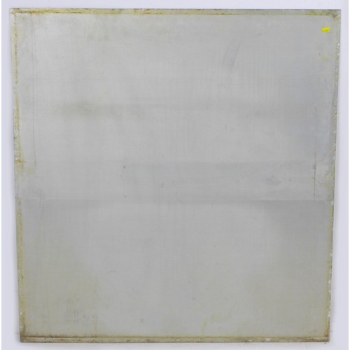 216 - A vintage aluminium pub sign featuring a knight in suit of armour holding a Danish flag, 90 by 86cm.