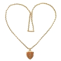 A 9ct gold heart shaped pendant locket, with starburst decoration and a diamond chip to the centre, ... 