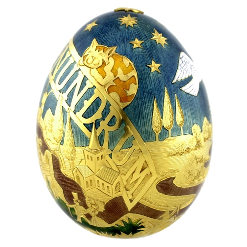 137 - A large 22ct gold Cadbury's 'Conundrum' egg, by Garrard & Co, London, finely engraved and enamelled ... 