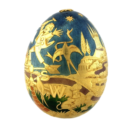 137 - A large 22ct gold Cadbury's 'Conundrum' egg, by Garrard & Co, London, finely engraved and enamelled ... 