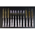 A set of twelve Regency silver desert knives and forks, with silver blades, a/f some loose, several ... 