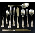 A canteen of silver plated cutlery, in the King's pattern for eight place settings by Lambert and Bl... 