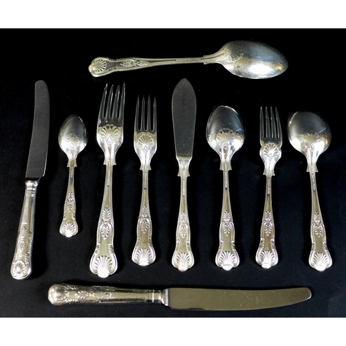 4 - A canteen of silver plated cutlery, in the King's pattern for eight place settings by Lambert and Bl... 