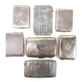 A group of Edwardian silver card cases, including several engine turned examples, and one engraved w... 