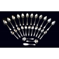 A part suite of George III silver cutlery, Hanoverian pattern with thread border, terminal engraved ... 