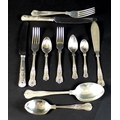 A canteen of silver plated cutlery, in the King's pattern for eight place settings by W. Wright, She... 
