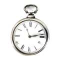A Victorian silver pair cased pocket watch, with white enamel face, Roman numerals and gilt hands, t... 