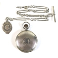 An early 20th century Swiss silver cased open faced 8 day pocket watch, in the style of Hebdomas, ke... 