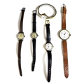 An Edwardian Longines mid sized wristwatch, white circular dial, Arabic numerals, a/f missing glass,... 