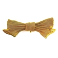 An Edwardian 15ct gold brooch, bow shaped with engraved decoration, pin fastening, 15 by 40mm, 4.9g.