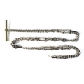 An Edwardian silver fancy link fob chain, with T bar and clasp, 42cm long, 26.7g.