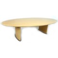 A large modern Sven Christiansen oval conference table, with two pedestal supports, 300 by 150 by 75... 