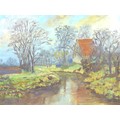 Norman Douglas Hughes (British, late 20th century): 'Burwell Lode' Cambridgeshire landscape, oil on ... 