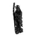 A Chinese hardwood carving of Shao Lao, Qing Dynasty, holding an ornately carved staff and a flaming... 