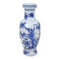 A Chinese porcelain vase, Qing Dynasty, 19th century, of baluster form with stepped rim, decorated i... 