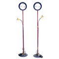 A pair of retro modernist design standard lamps, circa 1980s, in the style of the Ikea Memphis range... 
