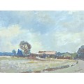 Donald Bosher (British, 1912-1977): Landscape with farm buildings (possibly Norfolk), signed lower r... 