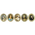 Five 19th century oval crystoleum portraits, after French 19th century Old Masters, including Jean A... 