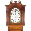 A George III mahogany long cased clock signed Watson of Haslingdon, with moon roller (detached), and... 