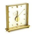A Jaeger LeCoultre Pendule Baguette clock, circa 1960s, with raised gilt metal hour markers and fram... 