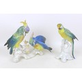 A Karl Ens figural group of two Cockatoos upon a branch, with printed factory marks and impressed nu... 
