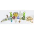 A group of Victorian and later ceramics and glassware, including a parian ware ringholder, 7.5 by 7.... 