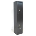 A modern grey painted metal gun cabinet, by Armour Safe Engineering, two locks, with four keys, 28.5... 